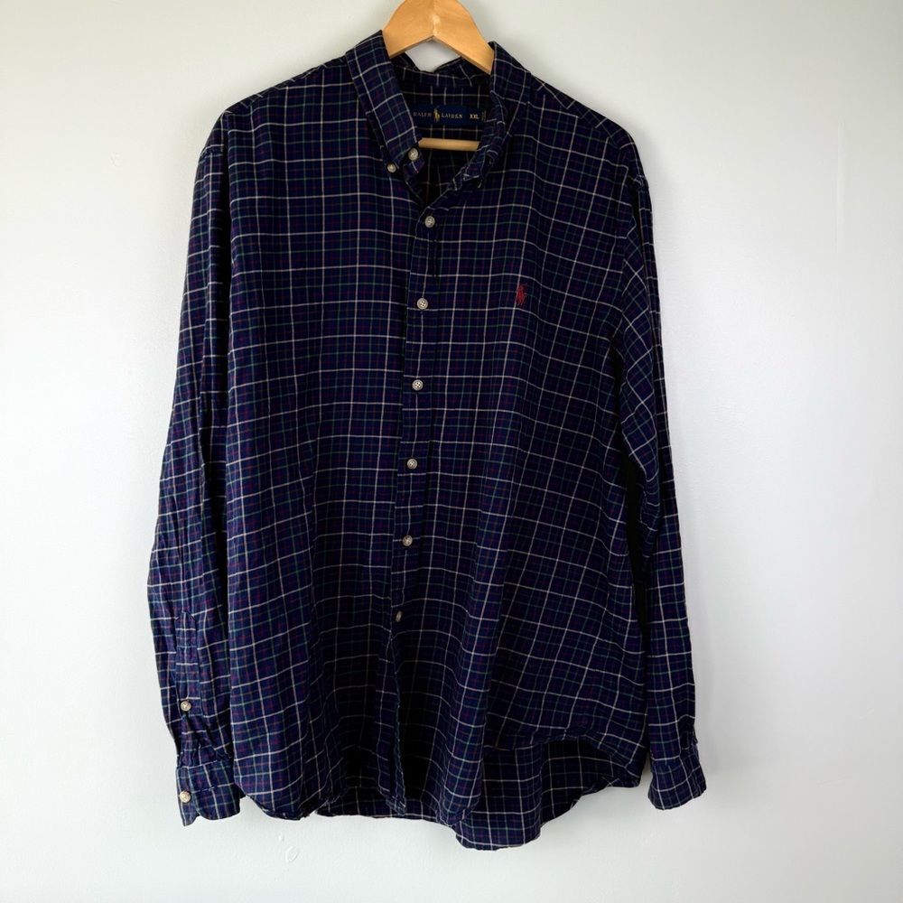 Ralph Lauren Blue Navy Button Down Collared Shirt Men's Size XXL